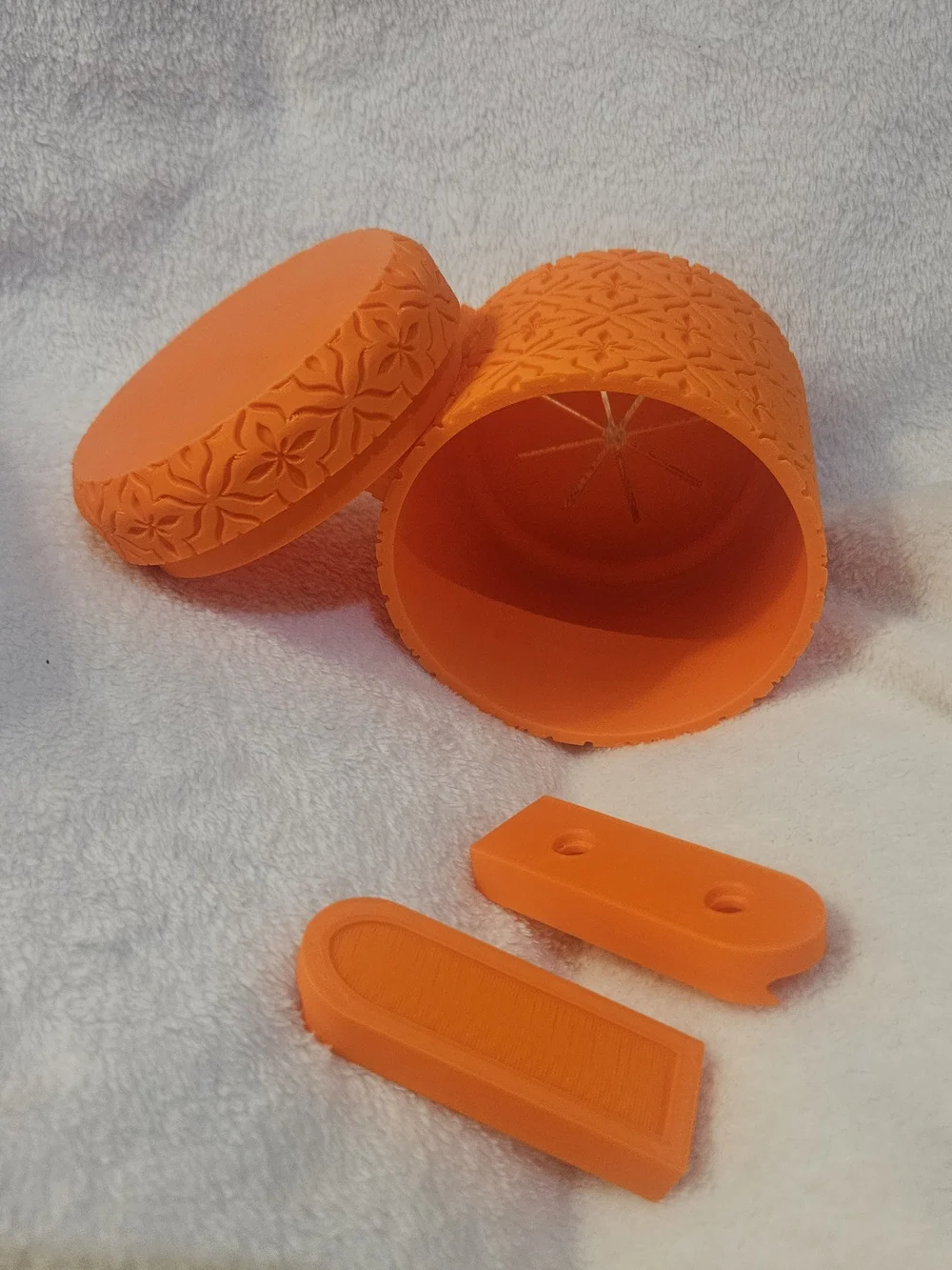 Orange Embossed Decorative Planter - 3d Printed